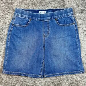 Denim & Co Pull On Denim Shorts Womens 8 Blue Medium Wash Stretch Cotton Classic